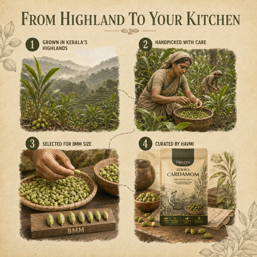 Havmi Kerala Cardamom – Premium 8MM Green Cardamom